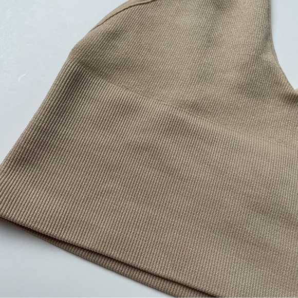 Sunday Best Ribbed Seamless Longline Bra Top Medium Beige Size Small - Picture 3 of 6